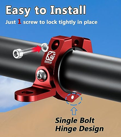 VAZESWIN 2 PCS UTV Whip Light Mounts, Sturdy Aluminium Alloy UTV Whip Flag Mounts, 360° Rotating Adjustable Off-Road Light Bar Mounting Brackets for 1.5" / 1.65" / 1.75" / 1.85" / 2" Roll Bars, Red