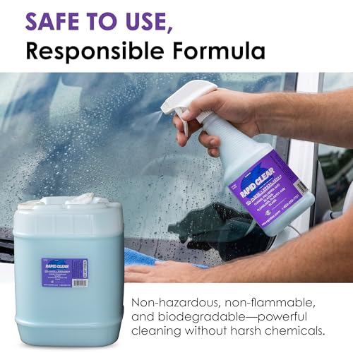 Rapid Clear Polish 640 oz | Final Cleaning and Polish for Vinyl Films, Wraps, Plexiglass, Glass, and Polycarbonates | Helps Prevent Water Spotting for Graphics Installation - size: 5 Gallon (640 Ounce)