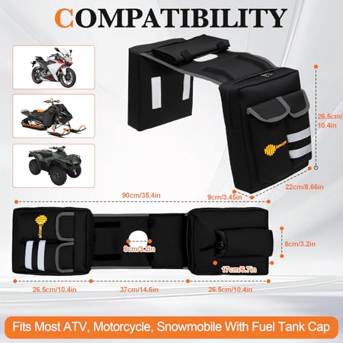 ATV Saddle Bag with Map Pouch & Cooler, Water-Resistant Hunting Tank Pack for All-Terrain Vehicles, Compatible with Most ATVs, Snowmobiles, Motorcycles & Bicycles (Black) - color: Black