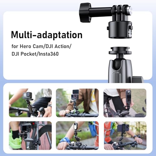 TELESIN S2 Quick Release Clamp Mount, Bike Motorcycle Handlebar Roll Bar Tube Clip Holder Attach Accessories for GoPro 13 12 11 10 9 8 Insta360 X5 X4 X3 GO3 Ace Pro 2 DJI Action 3 4 5 Pro Pocket 3 - color: Metal Single Ball+Quick Release