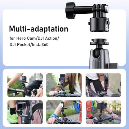 TELESIN S2 Quick Release Clamp Mount, Bike Motorcycle Handlebar Roll Bar Tube Clip Holder Attach Accessories for GoPro 13 12 11 10 9 8 Insta360 X5 X4 X3 GO3 Ace Pro 2 DJI Action 3 4 5 Pro Pocket 3 - color: Metal Single Ball+Quick Release