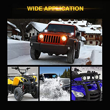 Auxbeam 3.5in 50W Round Led Offroad Light, 5000LM Round Driving Light Pod Super Bright with Wiring Harness Kit White Spot Flood Combo for Jeep Vehicle Truck ATV SUV Motorcycle - color: White Led Offroad Light