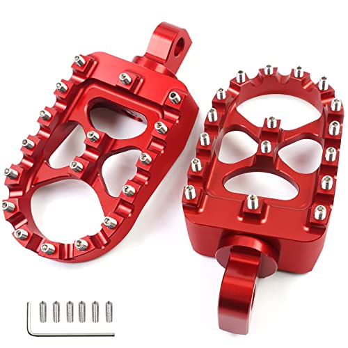 MDPROMCP CNC Motorcycle Wide Foot Pegs Aluminum 360° Roating Adjustable Suitable Compaitble with Dyna Fatboy Iron 883 Sportster 883(Red) - color: Red