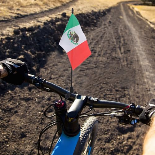 BESPORTBLE Adjustable Bike Flagpole Handlebar Mount for 0.63-0.98" Bar - 3 Sets Cycling Safety Flags USA Canada Mexico - Bicycle Motorcycle Riding Accessories