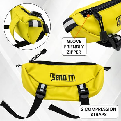 Waterproof Dirtbike Handlebar Bag | Compact Motorcycle Handle Bar Storage Pouch | Universal Fit Dirt Bike Bag for Trail & Adventure Riding | Durable Surron Bar Bag - Yellow - color: Yellow