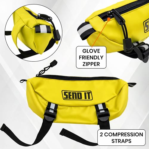 Waterproof Dirtbike Handlebar Bag | Compact Motorcycle Handle Bar Storage Pouch | Universal Fit Dirt Bike Bag for Trail & Adventure Riding | Durable Surron Bar Bag - Yellow - color: Yellow
