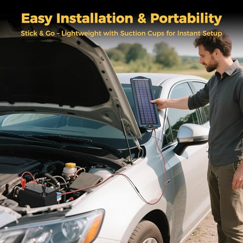 SUNAPEX 12V Solar Battery Charge: 5W Waterproof Portable Solar Panel Kit - Battery Maintainer Trickle Charger - with Upgrade Built in Charge Controller for Car Boat RV Trailer Automotive Motorcycle - size: 5W