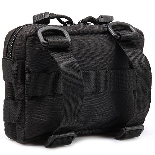 MOLLE Pouches - 2 Pack Tactical Compact Water-Resistant Utility Gadget Gear EDC Pouch - color: Black and Black