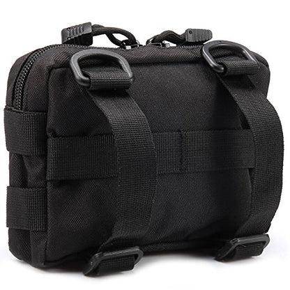 MOLLE Pouches - 2 Pack Tactical Compact Water-Resistant Utility Gadget Gear EDC Pouch - color: Black and Black