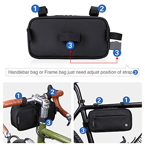 Rhinowalk Bike Handlebar Bag, Multifunctional Waterproof Mountain Bike Crossbar Front Bag Road Bike Basket Bicycle Frame Bag Waist Shoulder Bag Bicycle Bag Professional Cycling Accessories - color: black