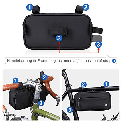 Rhinowalk Bike Handlebar Bag, Multifunctional Waterproof Mountain Bike Crossbar Front Bag Road Bike Basket Bicycle Frame Bag Waist Shoulder Bag Bicycle Bag Professional Cycling Accessories - color: black