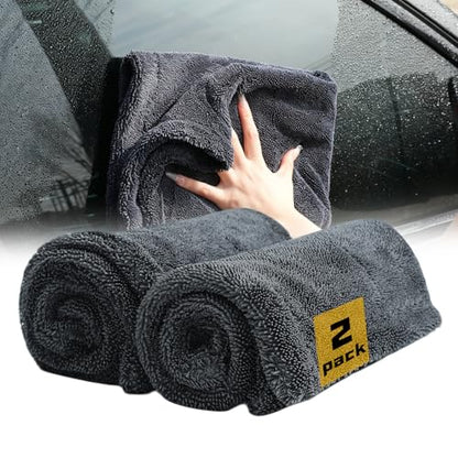2-Pack Double-Twist Pile Microfiber Towels for Cars 1300 GSM Car Drying Towels (23.62" x 15.75") Ultra Absorbent Microfiber Towel, Streak-Free & Scratch-Free Car Cleaning Supplies with Edgeless Design - size: 23.62 x 15.75 INCH