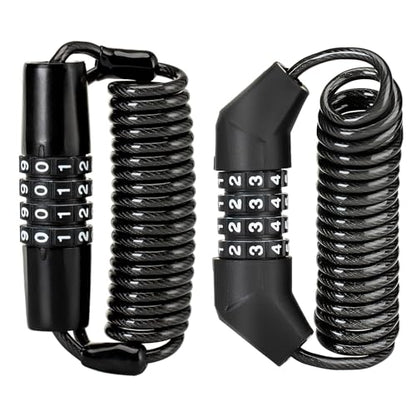 ROCKBROS Motorcycle Helmet Lock - 4 Digit Retractable Cable Lock for Bike, Stroller, Luggage - style: Straight+Bend