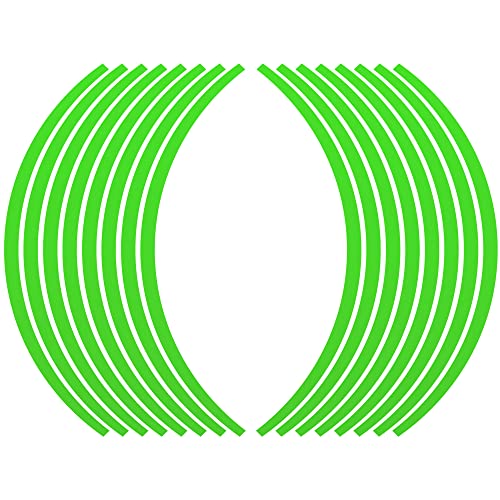X AUTOHAUX 16pcs Fit 17" Wheel Motorcycle Car Bike Wheel Rim Sticker Strips Reflective Stripe Tape Reflector Green - color: Green