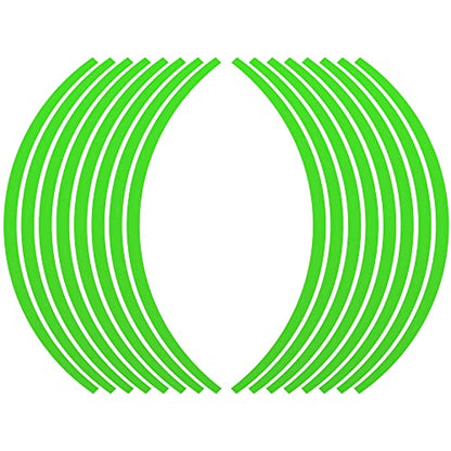 X AUTOHAUX 16pcs Fit 17" Wheel Motorcycle Car Bike Wheel Rim Sticker Strips Reflective Stripe Tape Reflector Green - color: Green