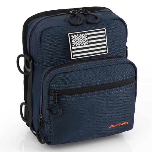 Oumurs Motorcycle Handlebar Bag - Universal American Flag 1680D Water-Resistant Sissy Bar Front Fork Storage Accessory for Harley Cruiser Softail Dyna Sportsters Dirt Bike - Blue Matt - color: Blue Matt
