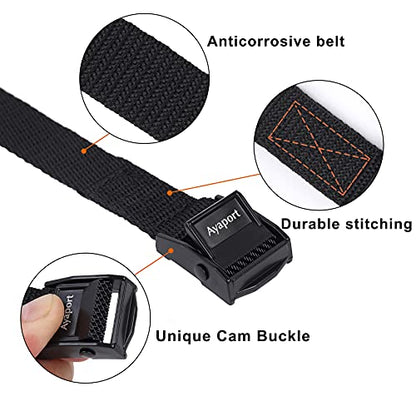 Ayaport Lashing Strap Tie Down Straps with Adjustable Cam Buckle Nylon Cinch Strap for Packing Cargo, Bike, Luggage Black 6 Pcs (Black, 0.75'' x 6') - size: 0.75'' x 6'