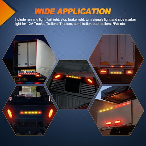 Nilight LED Trailer Light Kit 6 Inch Oval Stop Turn Tail Light Red Amber Side Marker Light Waterproof Surface Mount for 12V Utility Trailer Boat Camper RV Trucks Van Caravan - color: Tail Lights Screws w/Marker Light