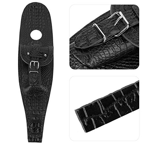 Motorcycle PU Leather Fuel Pad with Pouch - Install for Bikers (Black Crocodile)