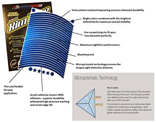 customTAYLOR33 Blue High Intensity Grade Reflective Copyrighted Safety Rim Tapes - (Must Select Your Rim Size) (14" (TIRE Size, for Small Bicycles/eBikes)) - size: 14" (TIRE Size, FOR Small Bicycles/eBikes)