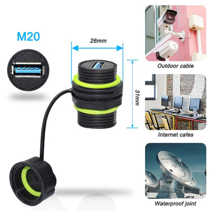 Waterproof Panel USB Connector, Waterproof IP68 USB 3.0 Panel Mount Connector, Female to Female, Bulkhead Extension Adapter, YPM20 2 PCS Pack