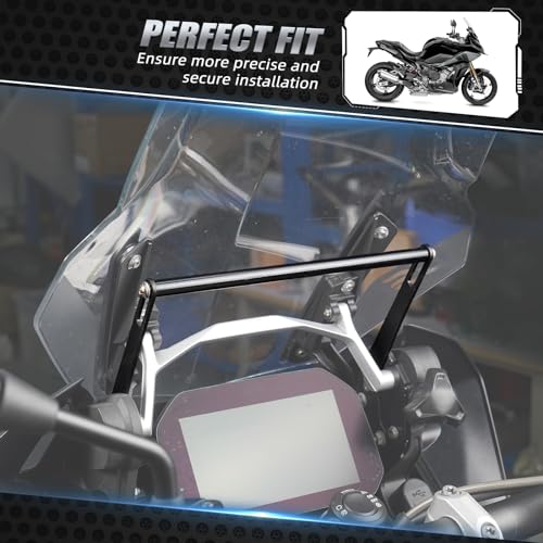 NICECNC Aluminum GPS Smartphone Mount GPS Device Stand Compatible with BMW R1250GS Adventure 2018-2024, R1200GS Adventure 2013-2018, R1250GS 2018-2023, Q235 Steel, CNC-machined, Black, See Fitment