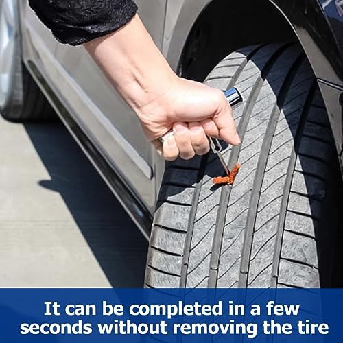 BESULEN Tire Repair Kit, 46 Pcs Heavy Duty Tire Plug Kit to Fix Punctures, Car Emergency Tool, Universal Plug Flats Patch Kit for Motorcycle, Truck, Tractor, Trailer, RV, SUV, ATV. Car Accessories