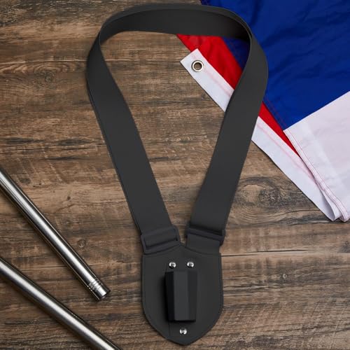 Jecery Single Strap Parade Flag Carrier Parade Harness Color Guard Flag Pole Holder Nylon Sling Carrying Belt for Parades(Black) - color: Black, style: Single Strap