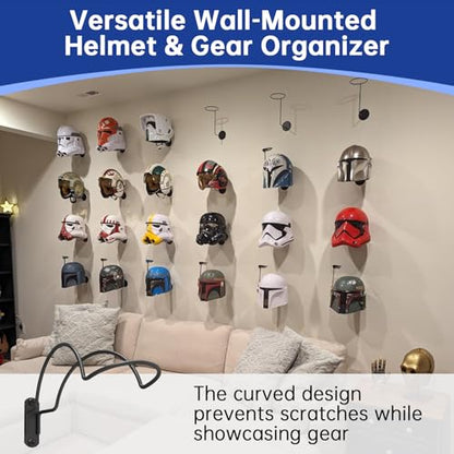 Helmet Wall Mount Display, Football Helmet Holder, 4 Pack | Heavy Duty, Solid Steel, Football Helmet Holder, Garage Organizer, Fits Baseball Gear - size: 4 Pack