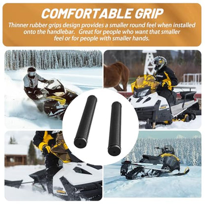 7" Snowmobile Handlebar Grips Compatible with 7/8'' Handlebars-Cat Polaris Skidoo Ultra Tacky Diamond Grip Surface is Soft and Comfortable - color: Black