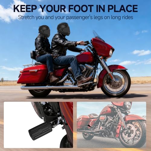 Motorcycle Foot Pegs, Passenger Foot Peg Male-Mount Aluminum Footrest Pedal Fit for Harley Street Glide Road King Road Electra Glide Sportster 883 1200 Dyna Softail （Black) - color: 2#Black