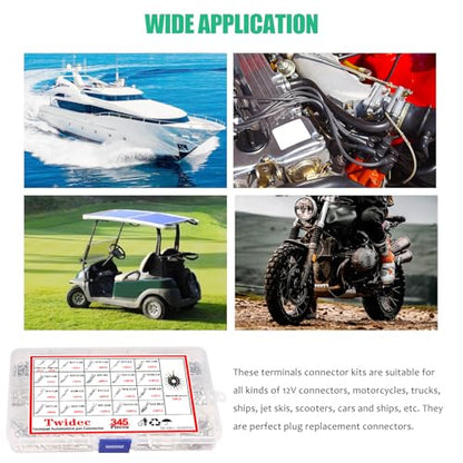 Twidec/345Pcs Car Electrical Wire Terminal Pins Connector Kit 1/1.5/1.8/2.2/2.8/3.5mm Male Female Connector Pins Terminal Automotive Wire Connector Crimp Pins With Pin Remover - size: 345PCS + Pin Remover