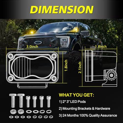 Amber LED Pods, AKD Part 3 Inch CREE LED Amber Fog Lights Pods 40W Spot Flood Combo Off Road Driving Lights Small Chase Lights Ditch Lights Headlight for Dirt Bike Motorcycle Truck UTV ATV SUV Surron - color: Amber