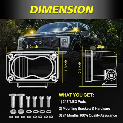 Amber LED Pods, AKD Part 3 Inch CREE LED Amber Fog Lights Pods 40W Spot Flood Combo Off Road Driving Lights Small Chase Lights Ditch Lights Headlight for Dirt Bike Motorcycle Truck UTV ATV SUV Surron - color: Amber