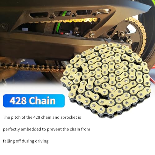 428H Motorcycle Chain 114 Links & Chain Breaker with 6pcs Connecting Master Link Fit for 110cc 125cc 150cc 200cc 250cc Dirt Bike ATV Pit Bike Scooter - size: 114 Links