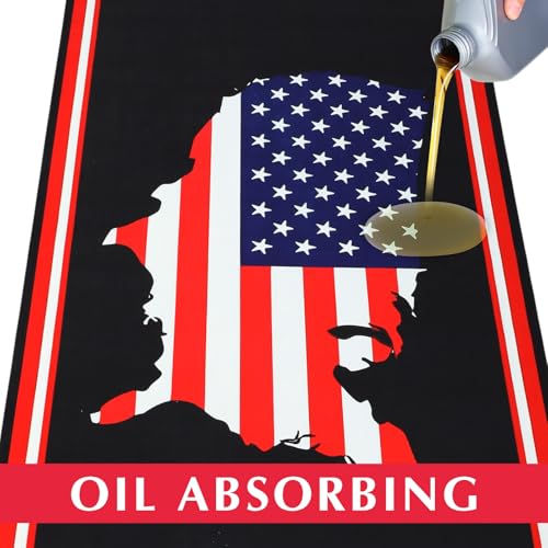 Drydiet Motorcycle Mat Garage Floor Rug Washable Parking Mats for Garage Floors Non Slip Oil Absorbent Pad Rubber Backing Layer Protects Floor(America Style,78 x 31 Inch) - size: 78 X 31 Inch, style: America Style