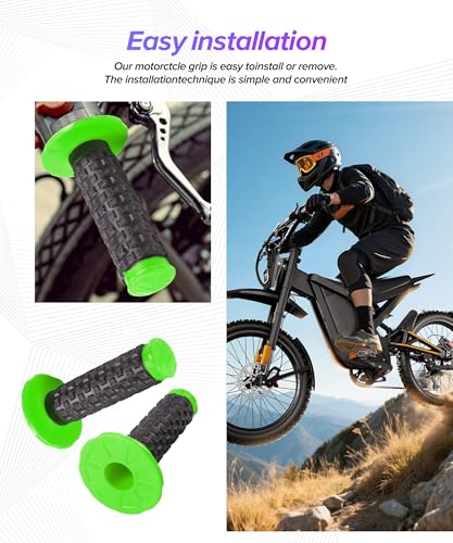 Dirt Bike Grips,Car Accessories Universal 7/8" Motorcycle Grips,Rubber Anti-Slip Throttle Bar Grip,Suitable for CRF50 CRF70 CRF80 XR50 XR100R CRF125 CRF100 CRF150F CRF230F (Green) - color: Green