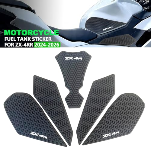 Fuel Gas Tank Pad Protector Stickers Decal Set Compatible with ZX4R ZX-4RR zx4rr zx-4r 2026 2023- Anti-Slip Protective Kit, Black | 5-Piece