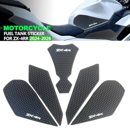 Fuel Gas Tank Pad Protector Stickers Decal Set Compatible with ZX4R ZX-4RR zx4rr zx-4r 2026 2023- Anti-Slip Protective Kit, Black | 5-Piece