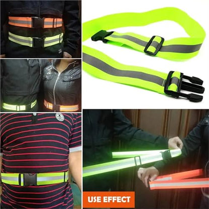 Reflective Bands 10pcs Elastic Adjustable Night Safety Reflective Belts Reflective Waist Cycling Equipment Running for Cycling Running - color: Green