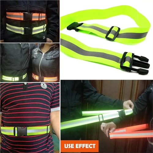 2 PcsReflective Belt Adjustable Waist Strap High Visibility Safety Reflective Gear for Cycling Jogging - color: Black