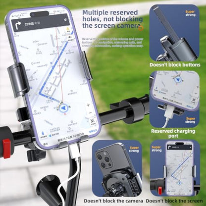 Motorcycle Phone Mount - [Dual Shock Absorbers] [Metal Adjustable Arm] | Bicycle Handlebar Phone Holder, Fits iPhone 16/15/14/13 Pro Max, 4.7-6.7 Inch Phones