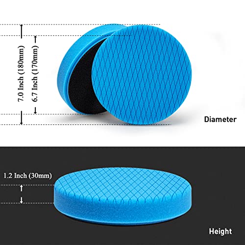 Autolock 7" Buffing Polishing Pads, 6 Pcs 7 Inch 180mm Face for 6.7 Inch Backing Plate, Compound Buffing Sponge and Woolen Pads, Cutting Polishing Pad Kit for Car Buffer Compounding, Polish and Wax - size: 7 Inch