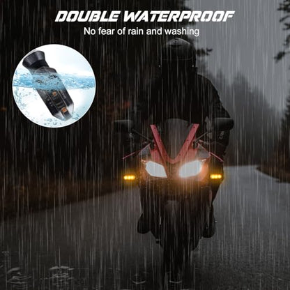 NTHREEAUTO Motorcycle LED Turn Signal Light Universal Front Rear Turn Signals Sequential Amber Blinkers Compatible with Motorbike Scooter Quad Cruiser Off Road Touring - 4PCS