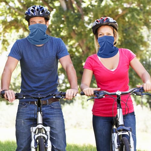 Geyoga 6 Pieces Summer UV Protection Cooling Neck Gaiter Face Clothing Neck Gaiter Mask Scarf Sunscreen Breathable Bandana - color: Blue‑gray