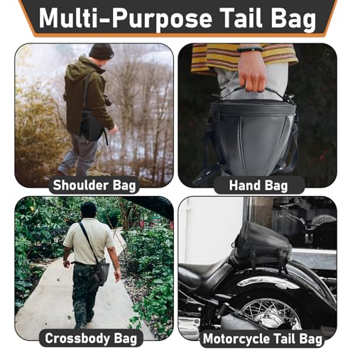 Motorcycle Tail Bag Multifunctional Rear Seat Storage Saddle Bag Motorbike Tank Bag with Shoulder Strap, Black