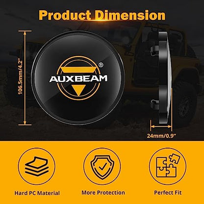 Auxbeam C4 Series 4 Inch Light Covers, 2PCS LED Round Black Plastic Protective Light Covers, Snap-On Design Waterproof and Scratch-Resistant Covers, Pack of 2 - color: C4 Series-Black Covers