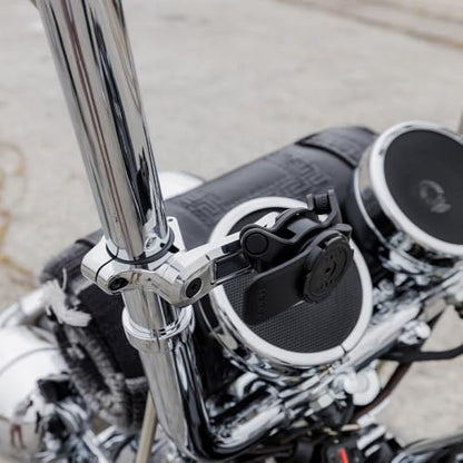 Quad Lock Handlebar Motorcycle Phone Mount PRO Chrome - Large Kit with Vibration Dampener and MAG Universal Adaptor - size: Handlebar Chrome Mount PRO Large