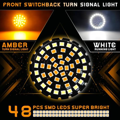 2" Bullet 1157 LED Turn Signals with Smoked Lens Cover, Motorcycle Front Turn Signal Running Light Compatible with Harley Davidson Street Glide, Sportster, Road King