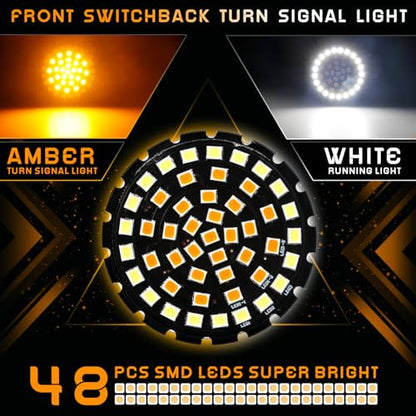 2" Bullet 1157 LED Turn Signals with Smoked Lens Cover, Motorcycle Front Turn Signal Running Light Compatible with Harley Davidson Street Glide, Sportster, Road King